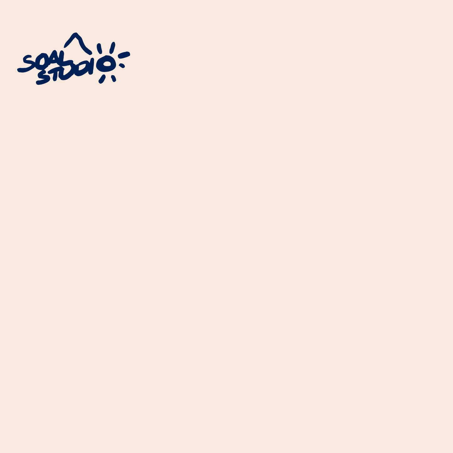 SOAL Studio batch #1 colourline - Beige and Navy blue logo example. Logo with text and mountain design on a beige background
