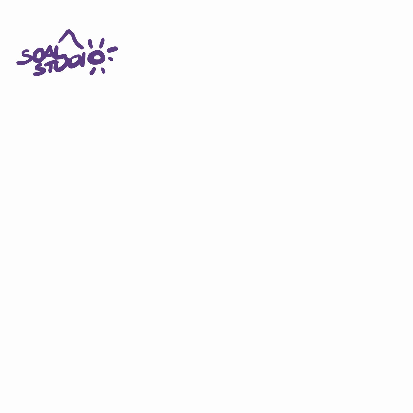 SOAL Studio batch #1 colourline - white and purple logo example. Purple logo with text on a white background