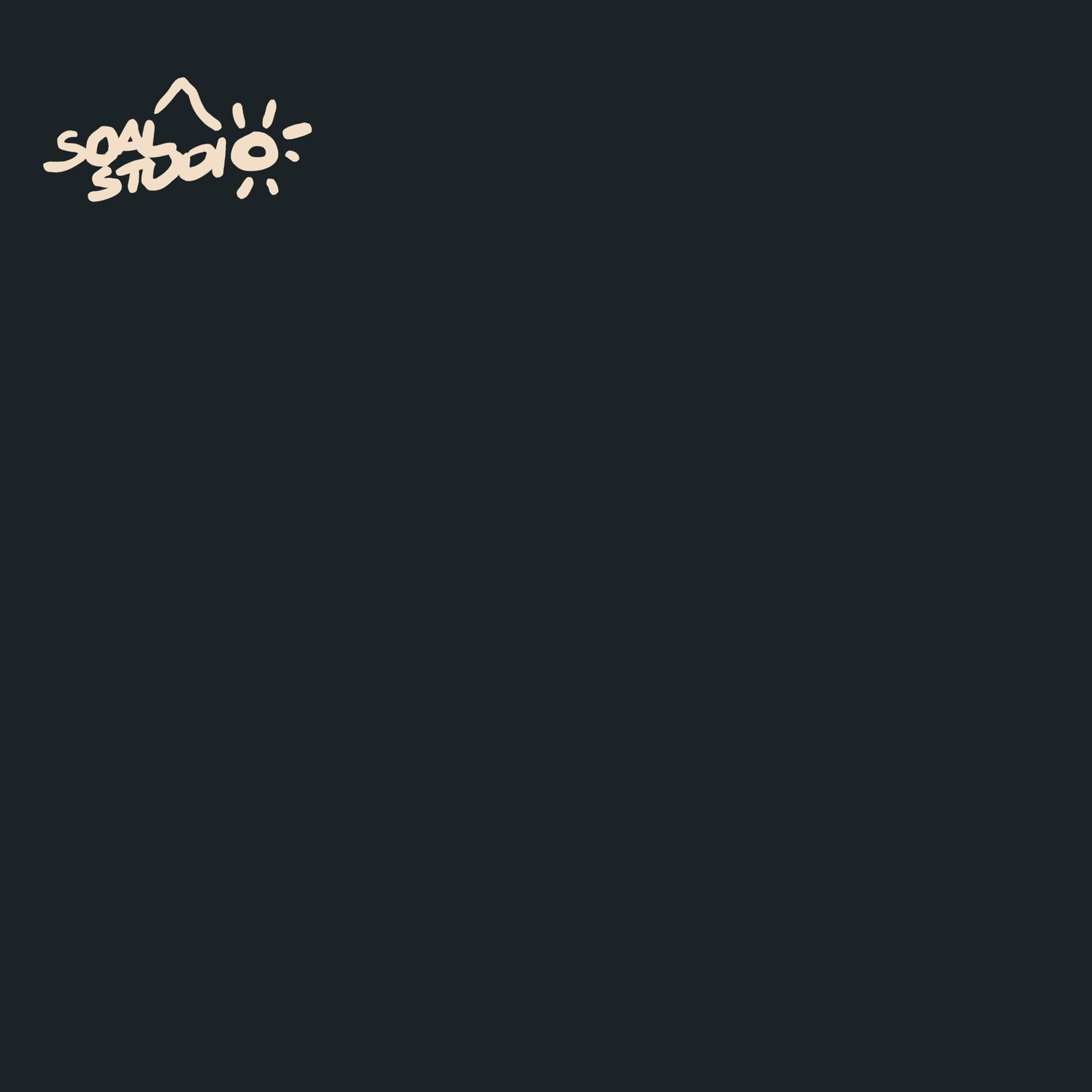 SOAL Studio batch #1 colourline - Black and offwhite logo example. Black background with 'SOUL STUDIO' logo in white
