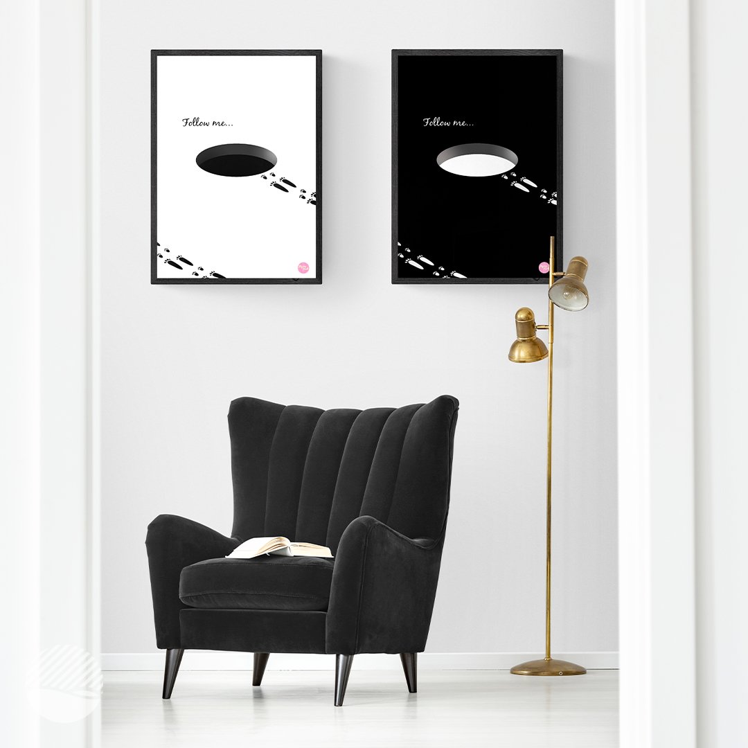 NOKUKO - art - Flying Fuck - Follow me - mockup black white