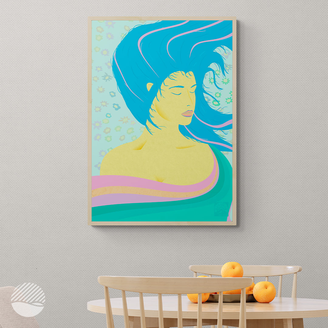 Dinning room mockup of Air goddess art print by SOAL Studio on NOKUKO.com 