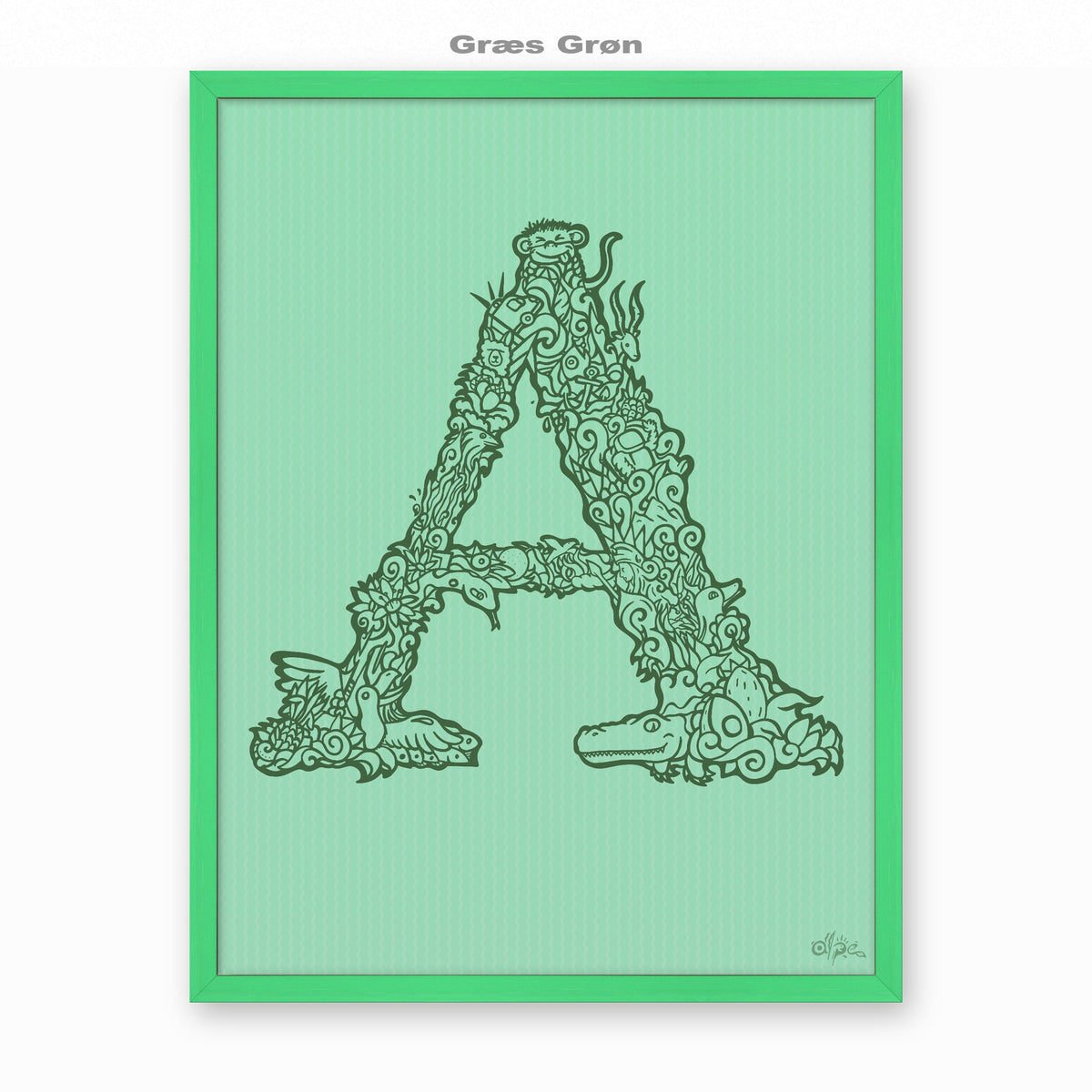 A, Danish Edition by Alpe, Græs Grøn, in a Mint frame