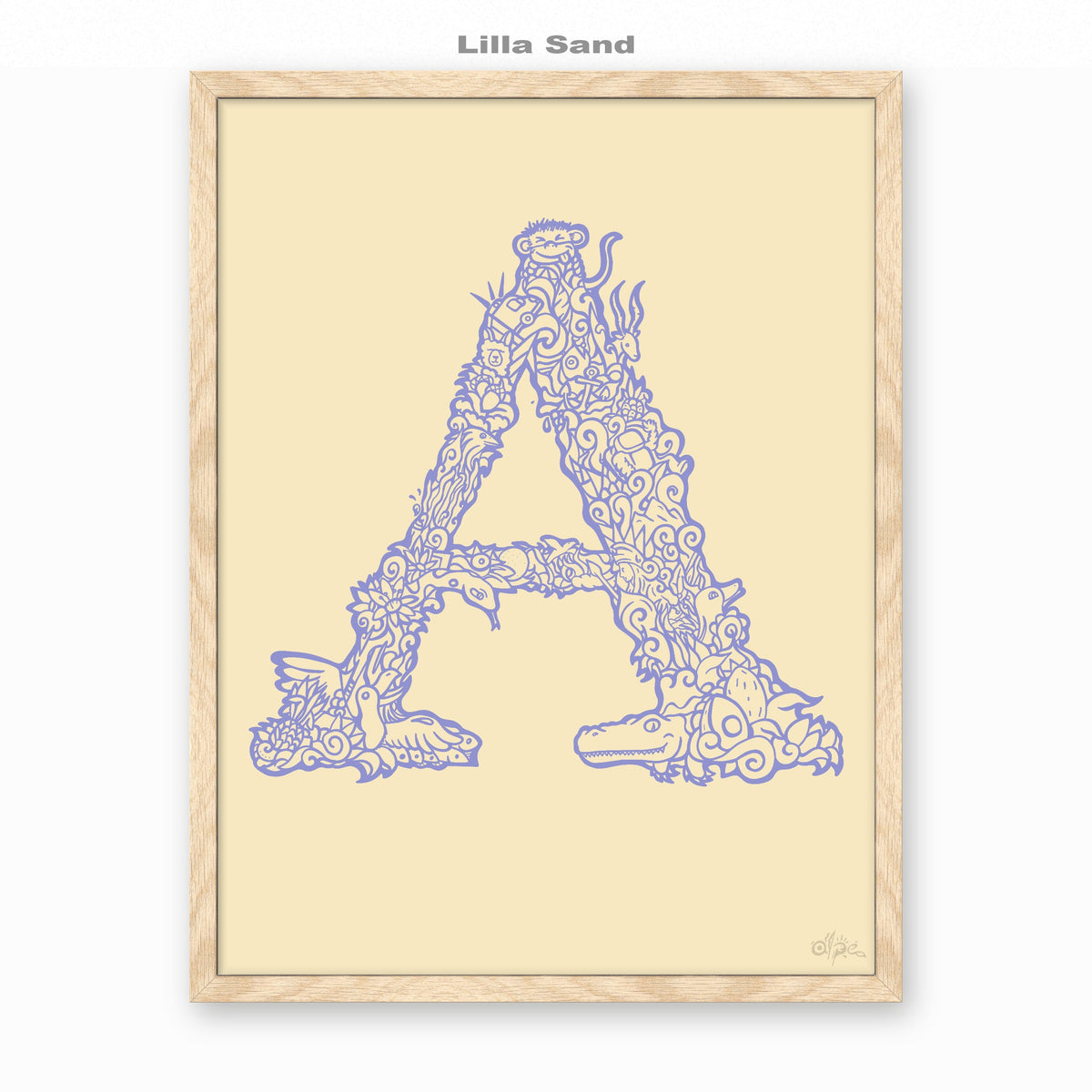 A, Danish Edition by Alpe, Lilla Sand, in an Oak frame