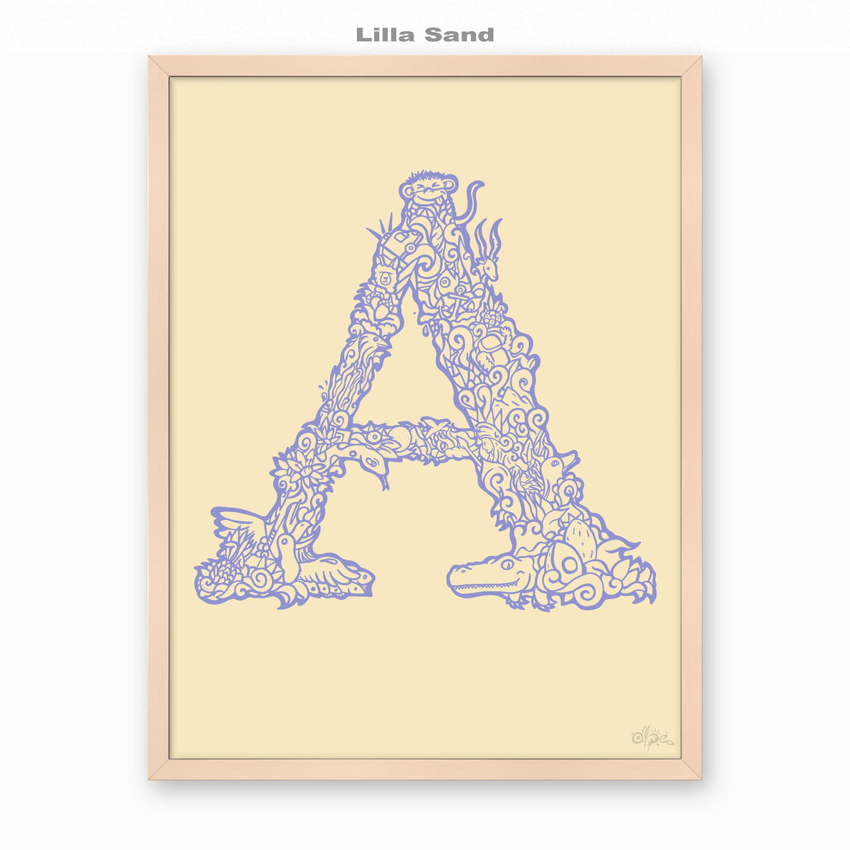 A, Danish Edition by Alpe, Lilla Sand, in a Rose frame