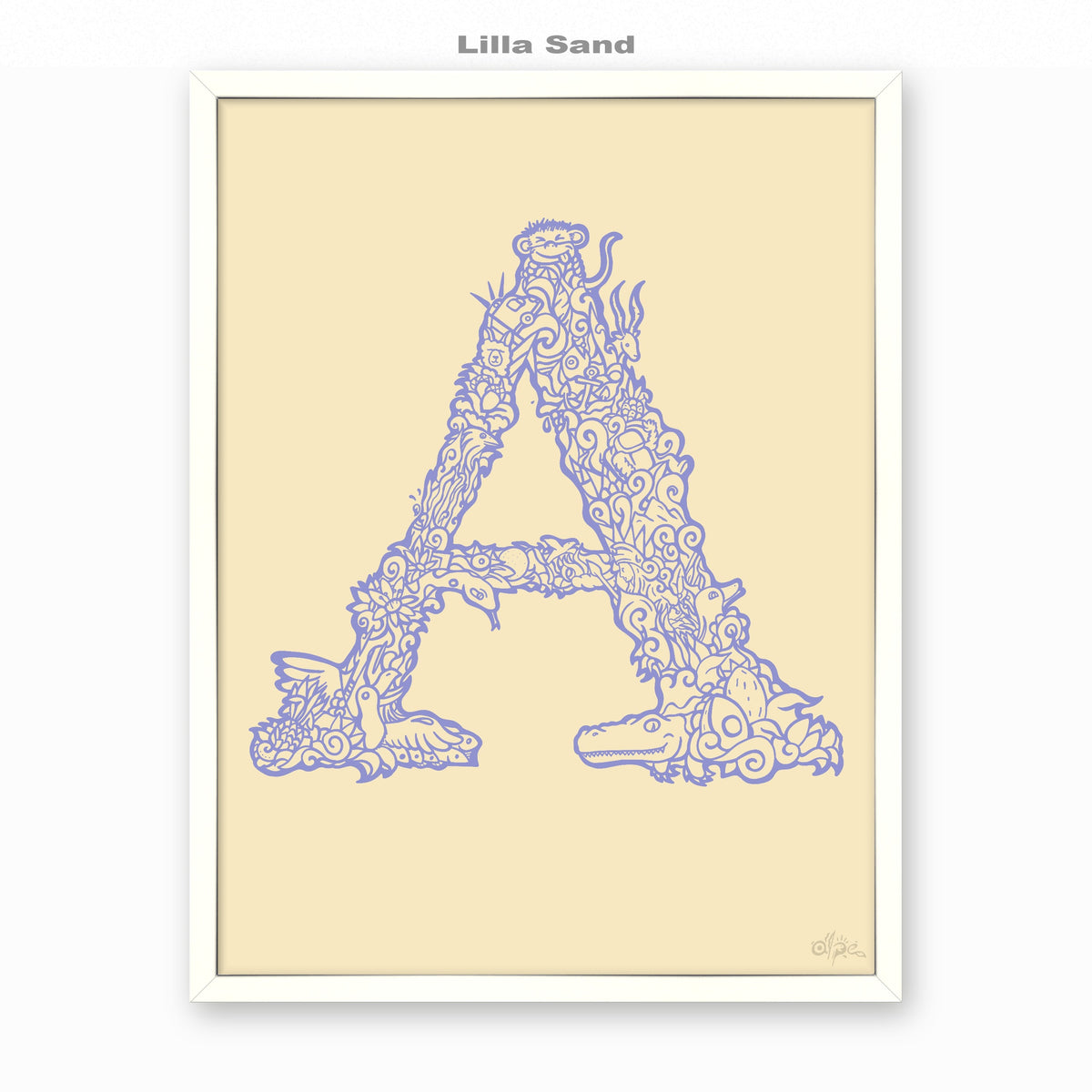 A, Danish Edition by Alpe, Lilla Sand, in a White frame