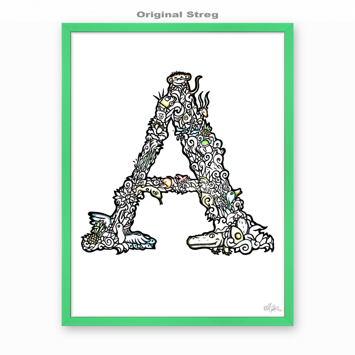 A, Danish Edition by Alpe, Original Streg, in a Mint frame