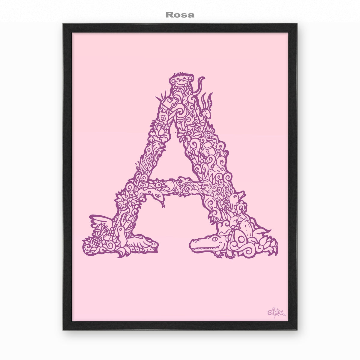 A, Danish Edition by Alpe, Rosa, in a Black frame
