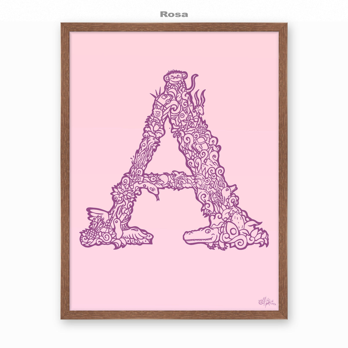 A, Danish Edition by Alpe, Rosa, in a Dark Oak frame