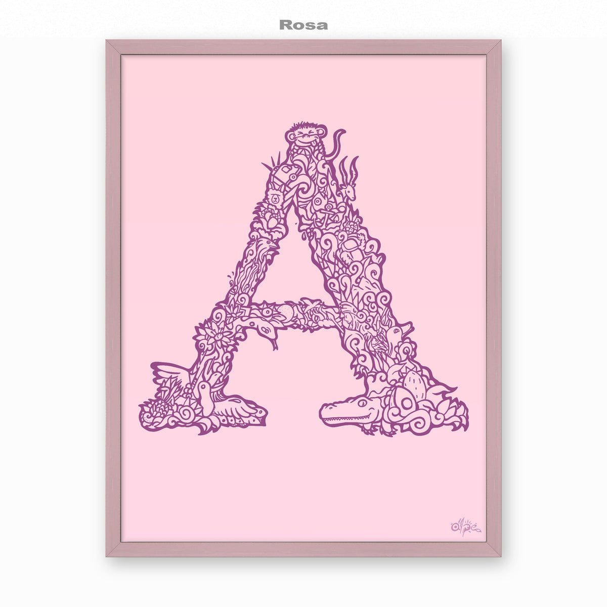 A, Danish Edition by Alpe, Rosa, in a Lilac frame