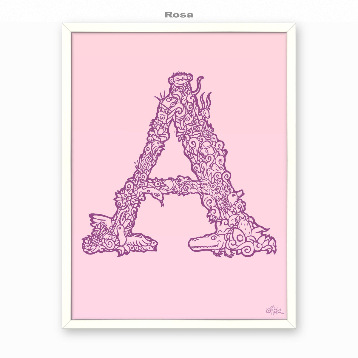 A, Danish Edition by Alpe, Rosa, in a White frame