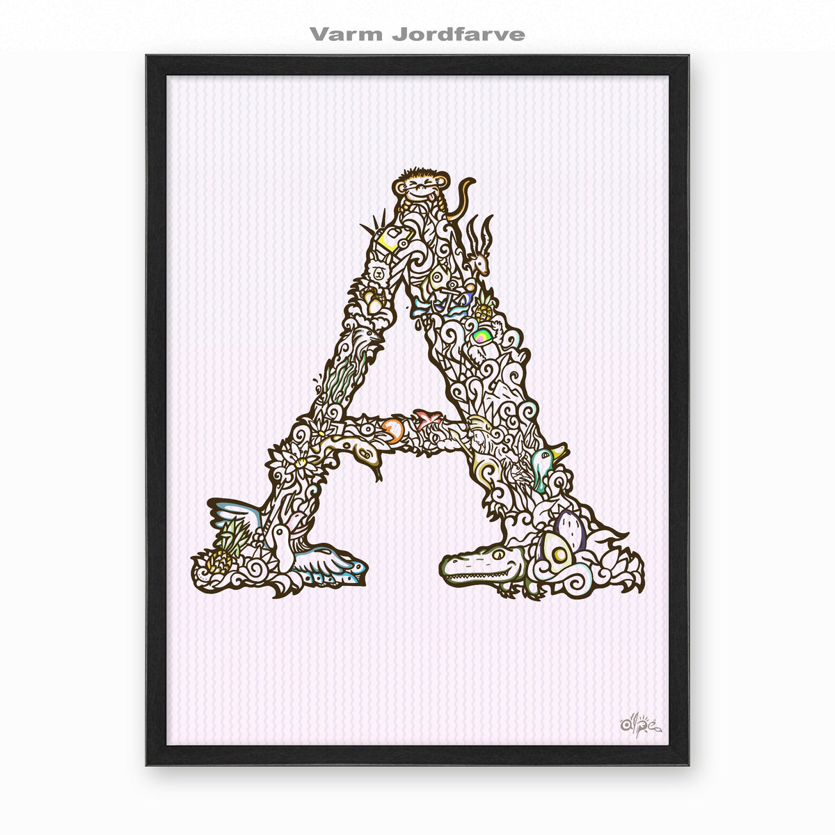 A, Danish Edition by Alpe, Varm Jordfarve, in a Black frame