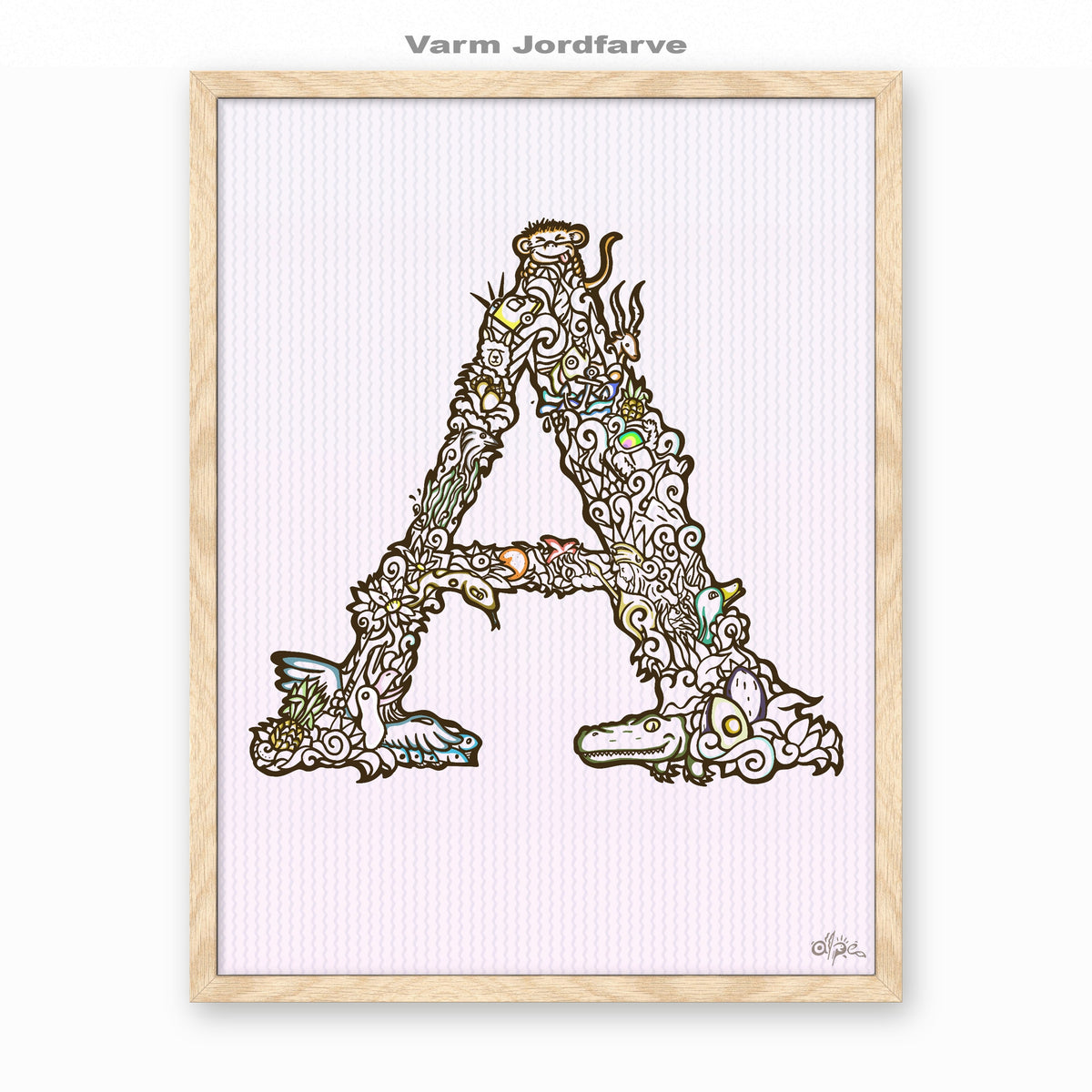 A, Danish Edition by Alpe, Varm Jordfarve, in an Oak frame