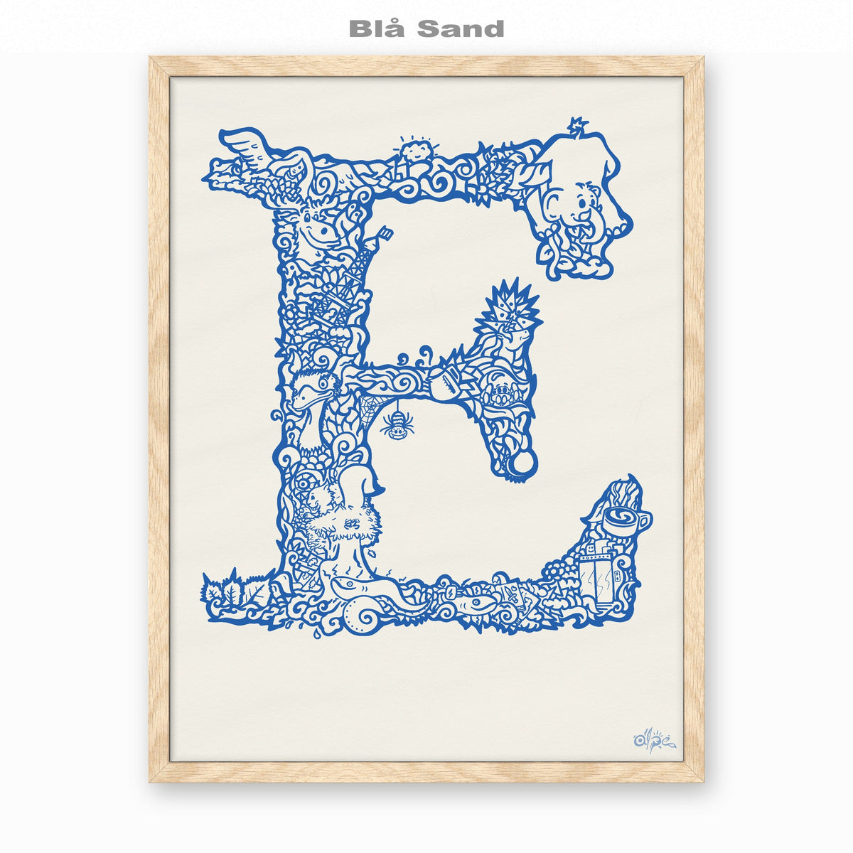E, Danish Edition by Alpe, Blå Sand, in an Oak frame