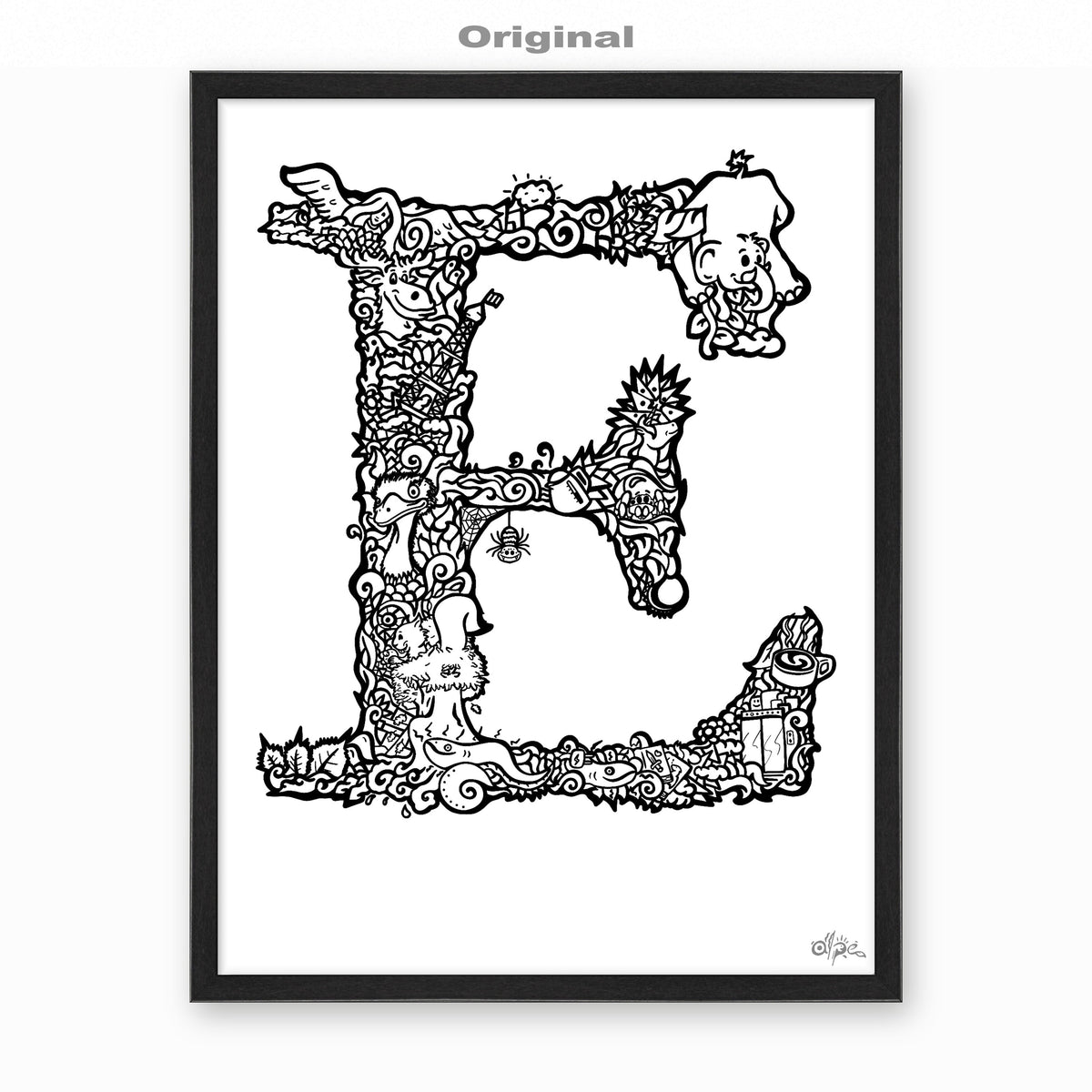 E, Danish Edition by Alpe, Original, in a Black frame