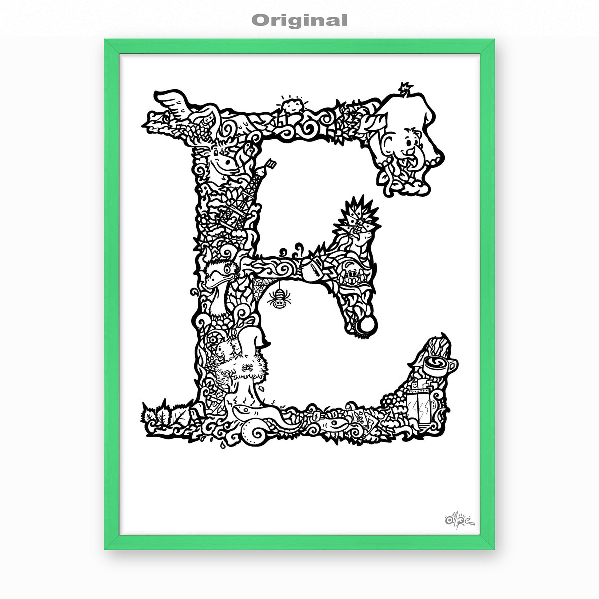 E, Danish Edition by Alpe, Original, in a Mint frame