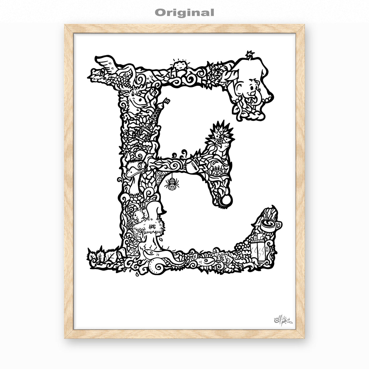 E, Danish Edition by Alpe, Original, in an Oak frame