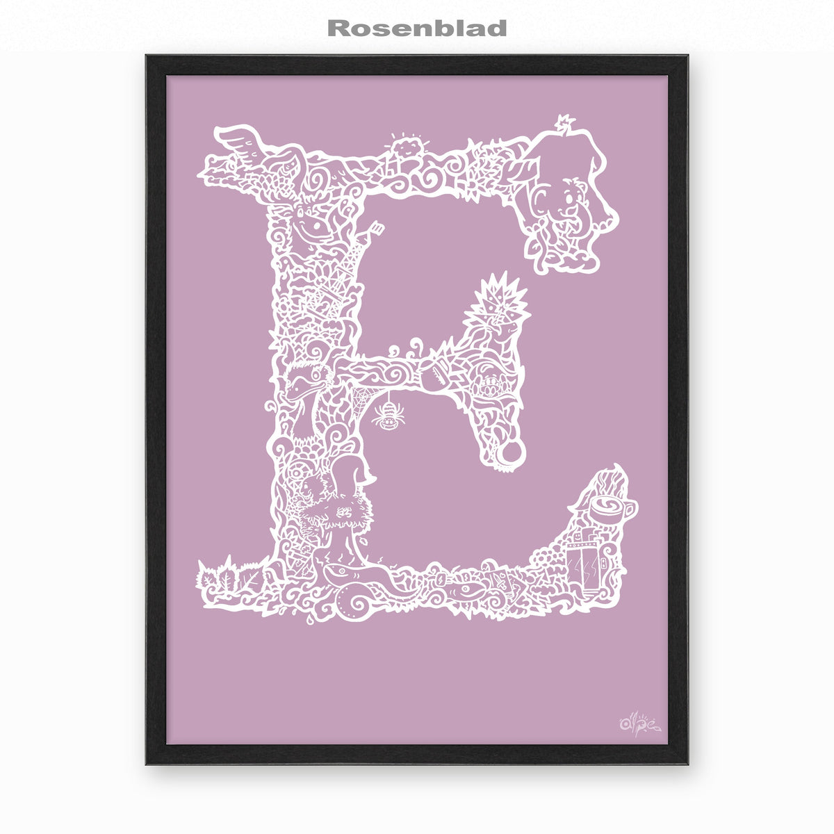 E, Danish Edition by Alpe, Rosenblad, in a Black frame