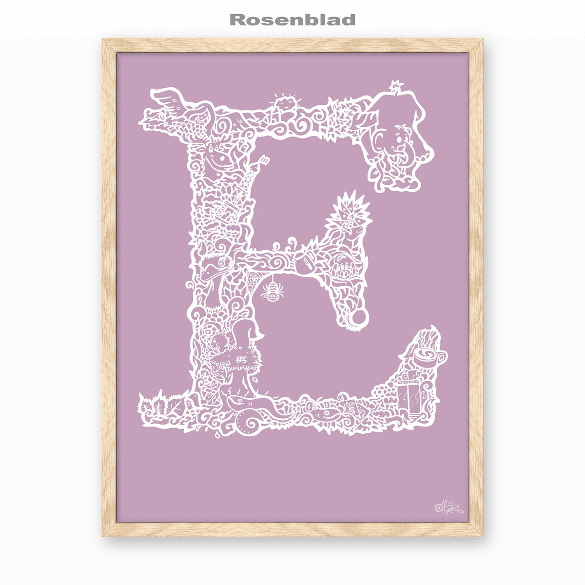 E, Danish Edition by Alpe, Rosenblad, in an Oak frame