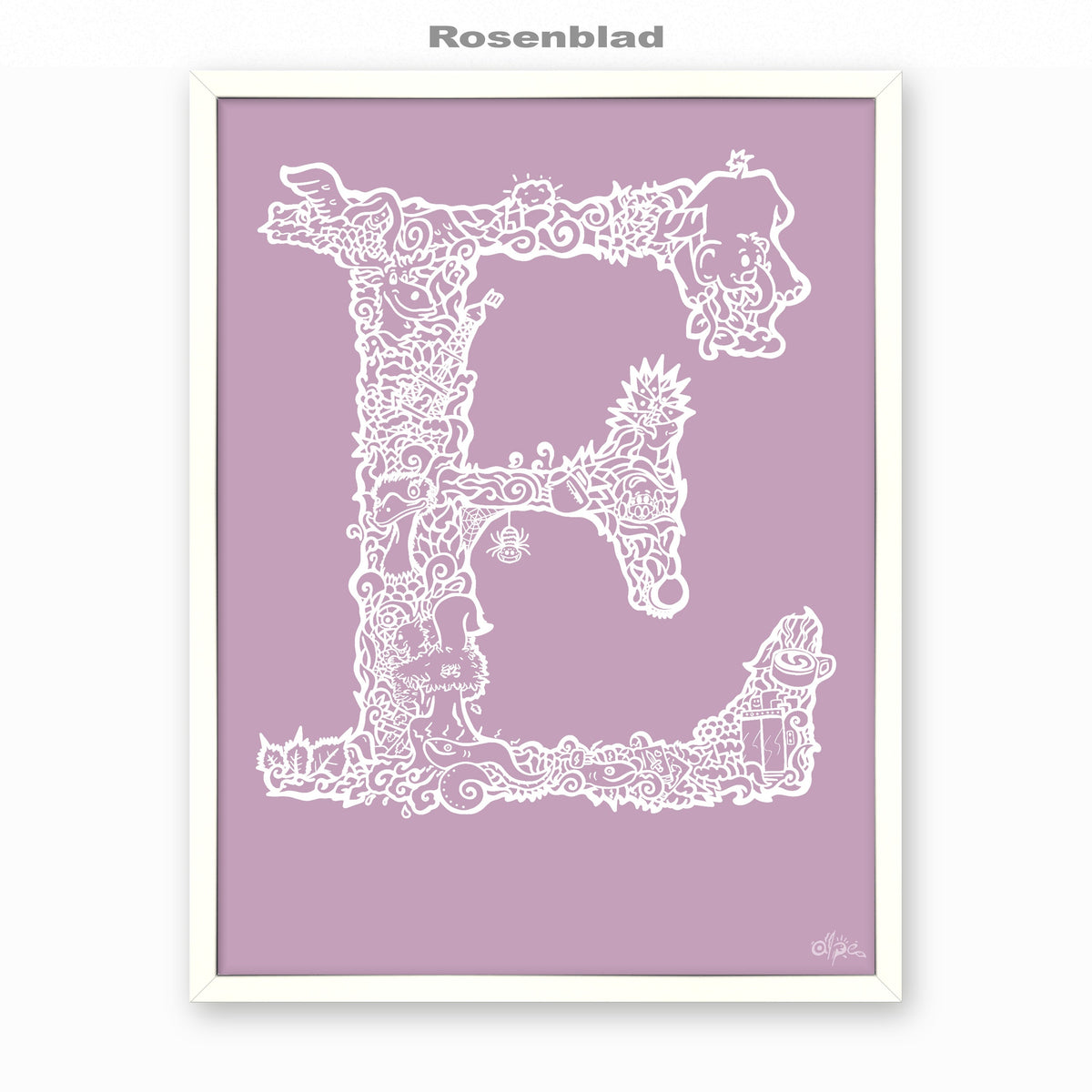 E, Danish Edition by Alpe, Rosenblad, in a White frame
