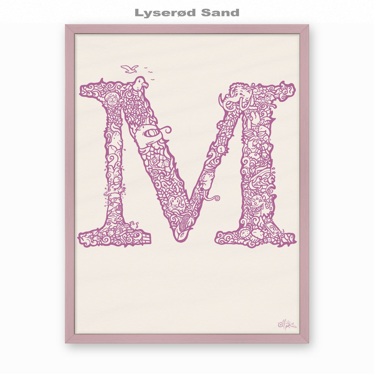 M, Danish Edition by Alpe, Lyserød Sand, in a Lilac frame