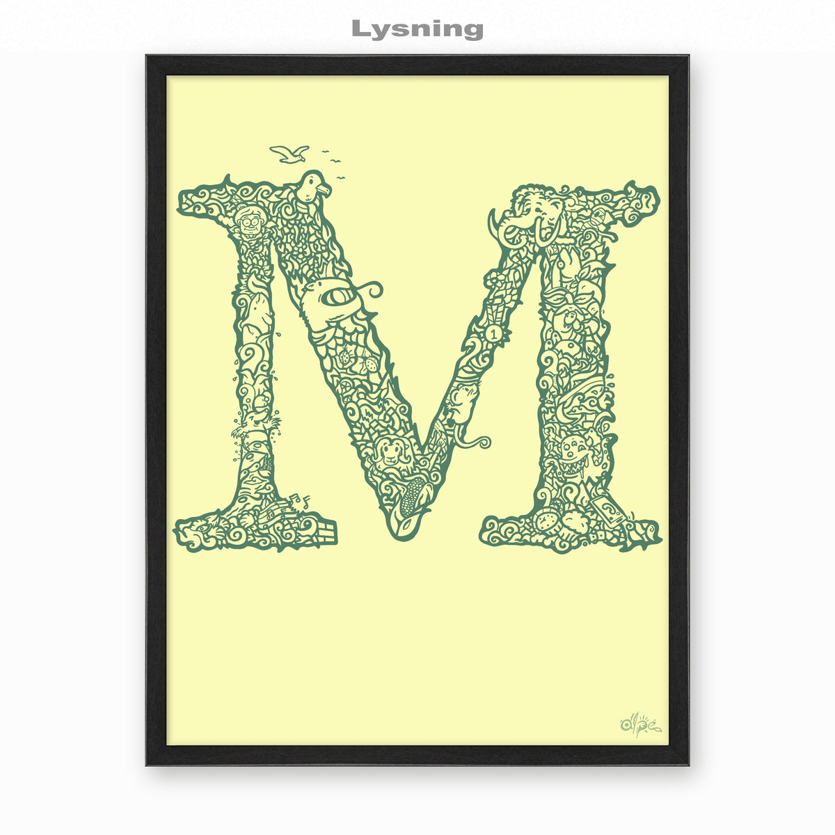 M, Danish Edition by Alpe, Lysning, in a Black frame