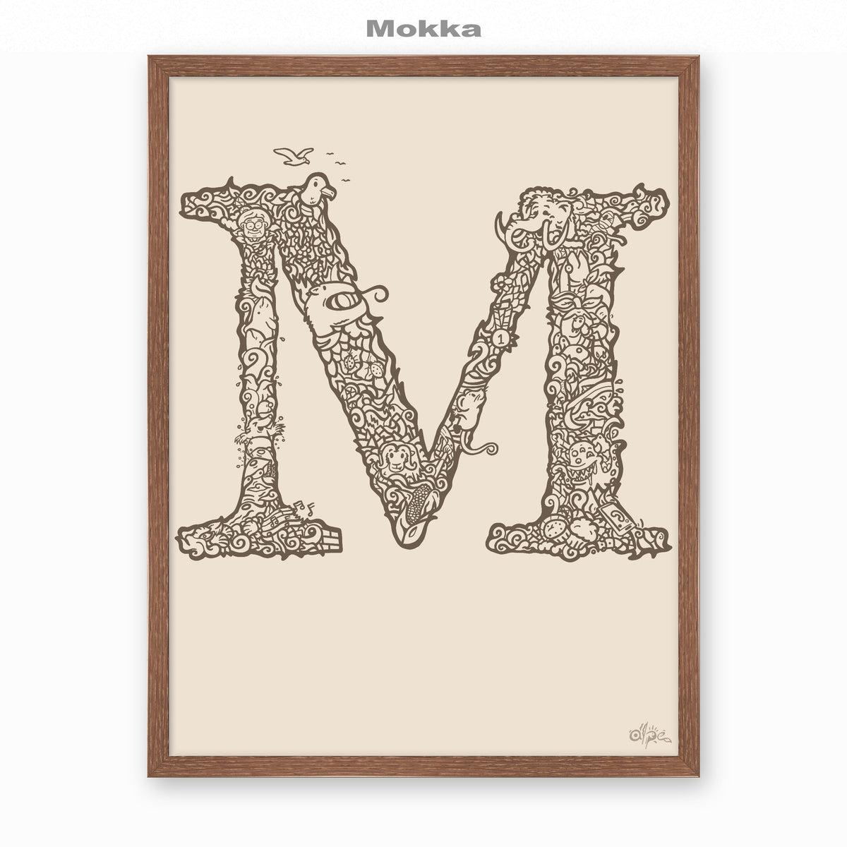 M, Danish Edition by Alpe, Mokka, in a Dark Oak frame
