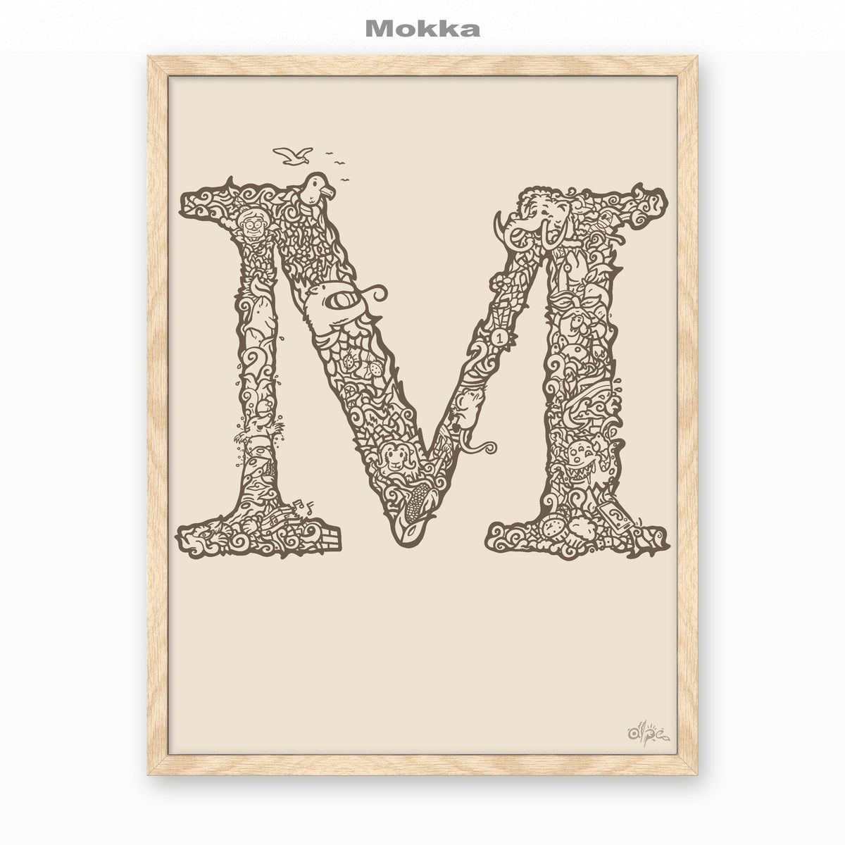 M, Danish Edition by Alpe, Mokka, in an Oak frame