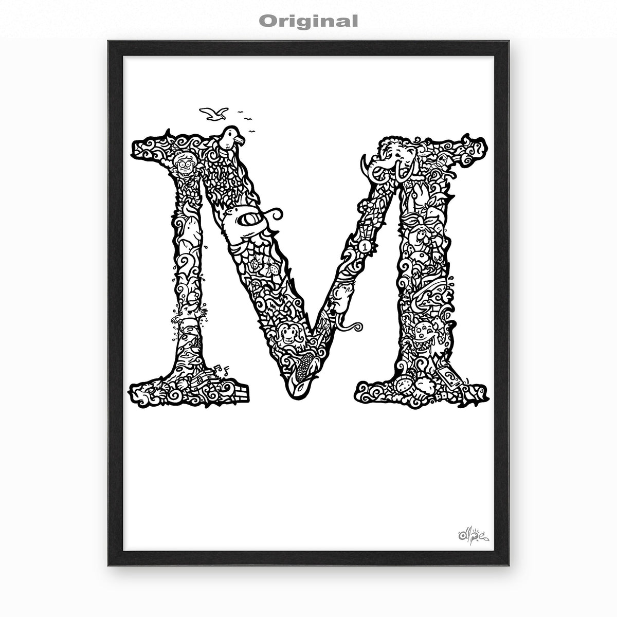 M, Danish Edition by Alpe, Original, in a Black frame