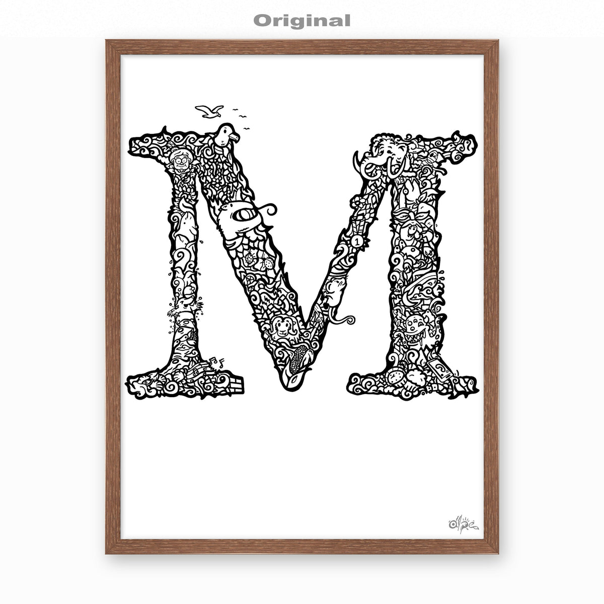 M, Danish Edition by Alpe, Original, in a Dark Oak frame