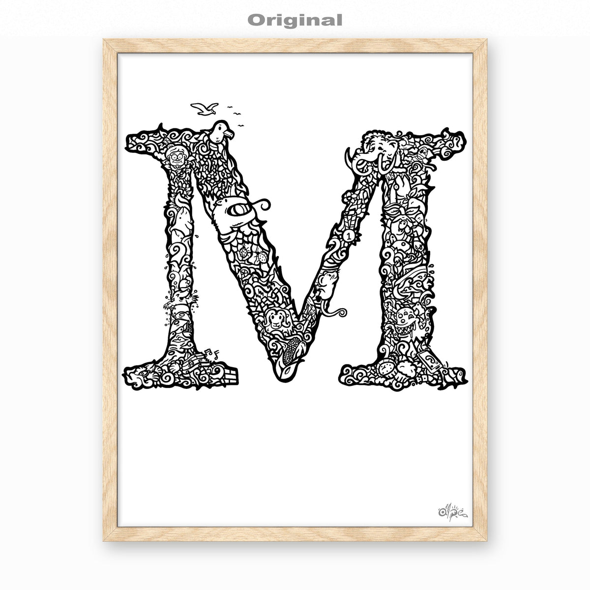 M, Danish Edition by Alpe, Original, in an Oak frame