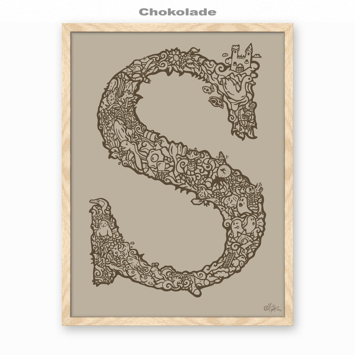 S, Danish Edition by Alpe, Chokolade, in an Oak frame