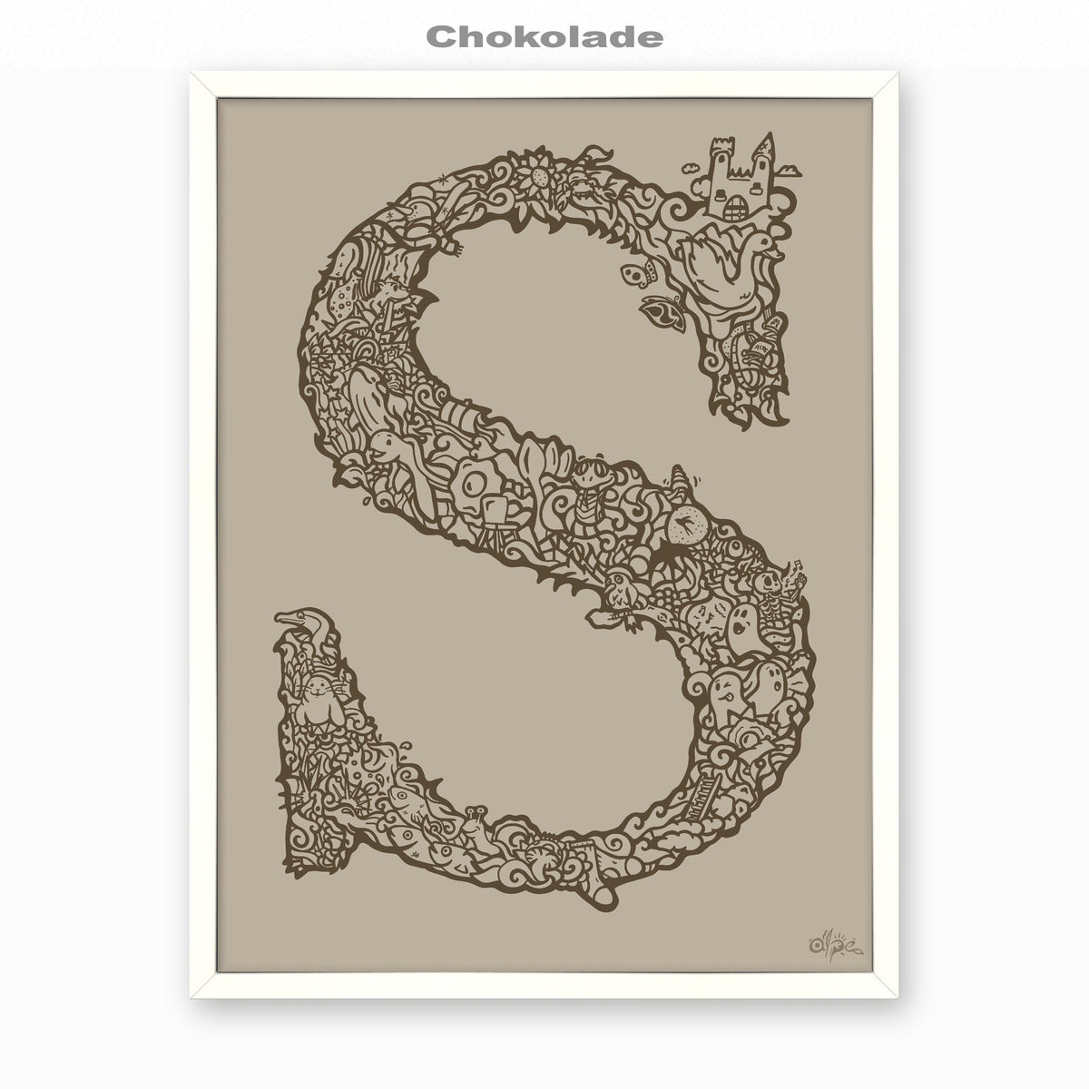 S, Danish Edition by Alpe, Chokolade, in a White frame