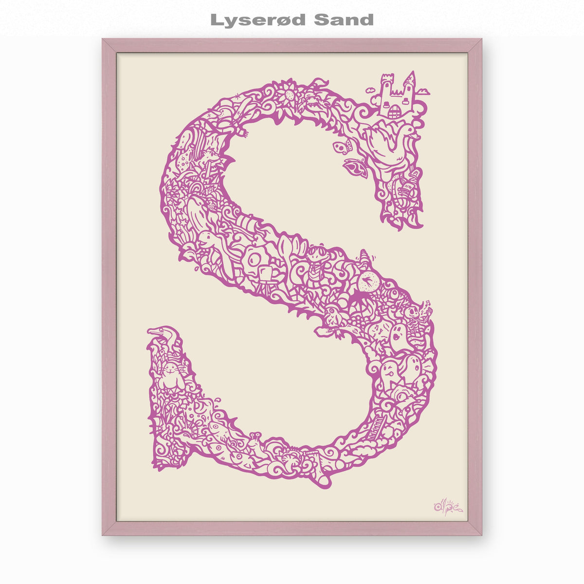S, Danish Edition by Alpe, Lyserød Sand, in a Lilac frame