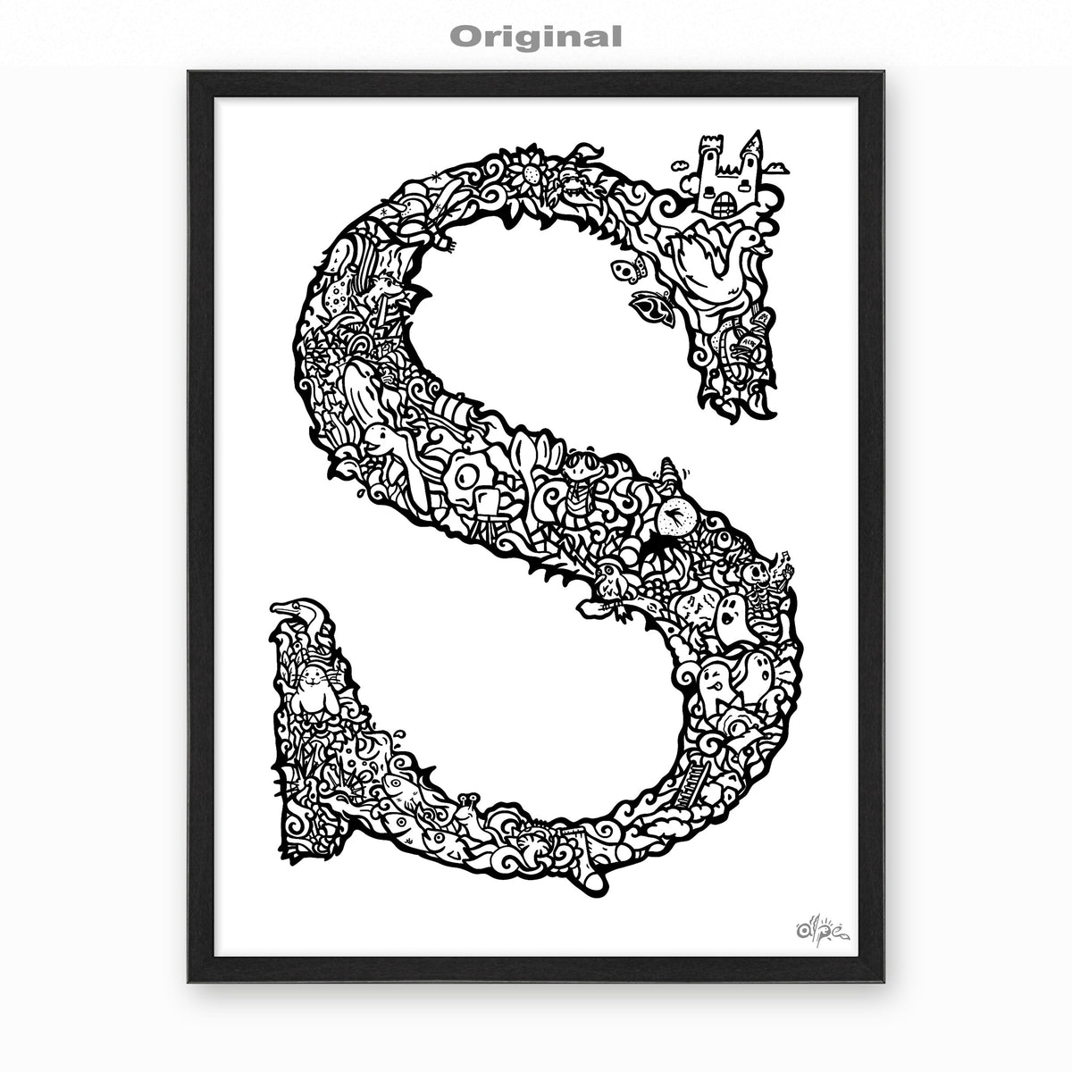 S, Danish Edition by Alpe, Original, in a Black frame
