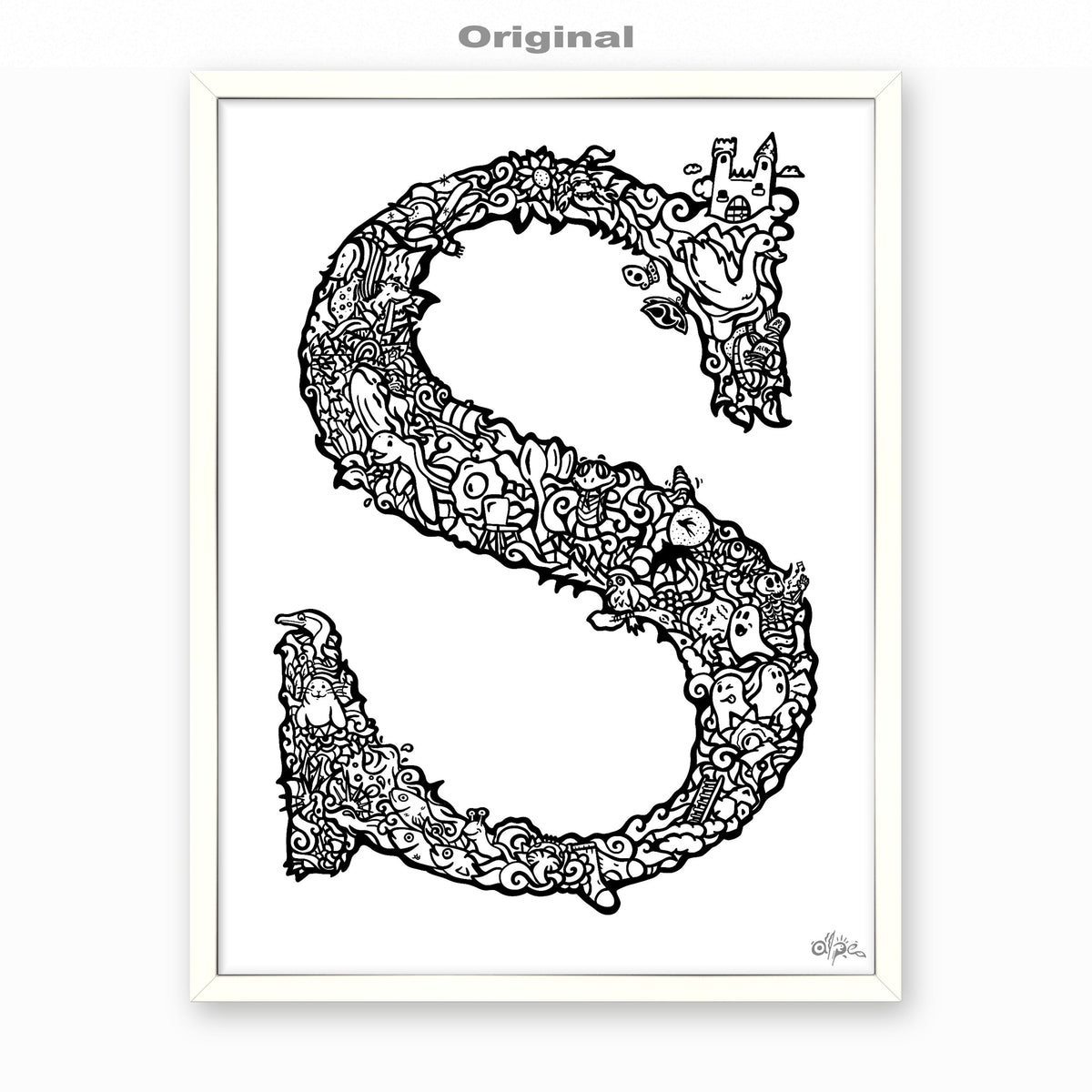 S, Danish Edition by Alpe, Original, in a White frame