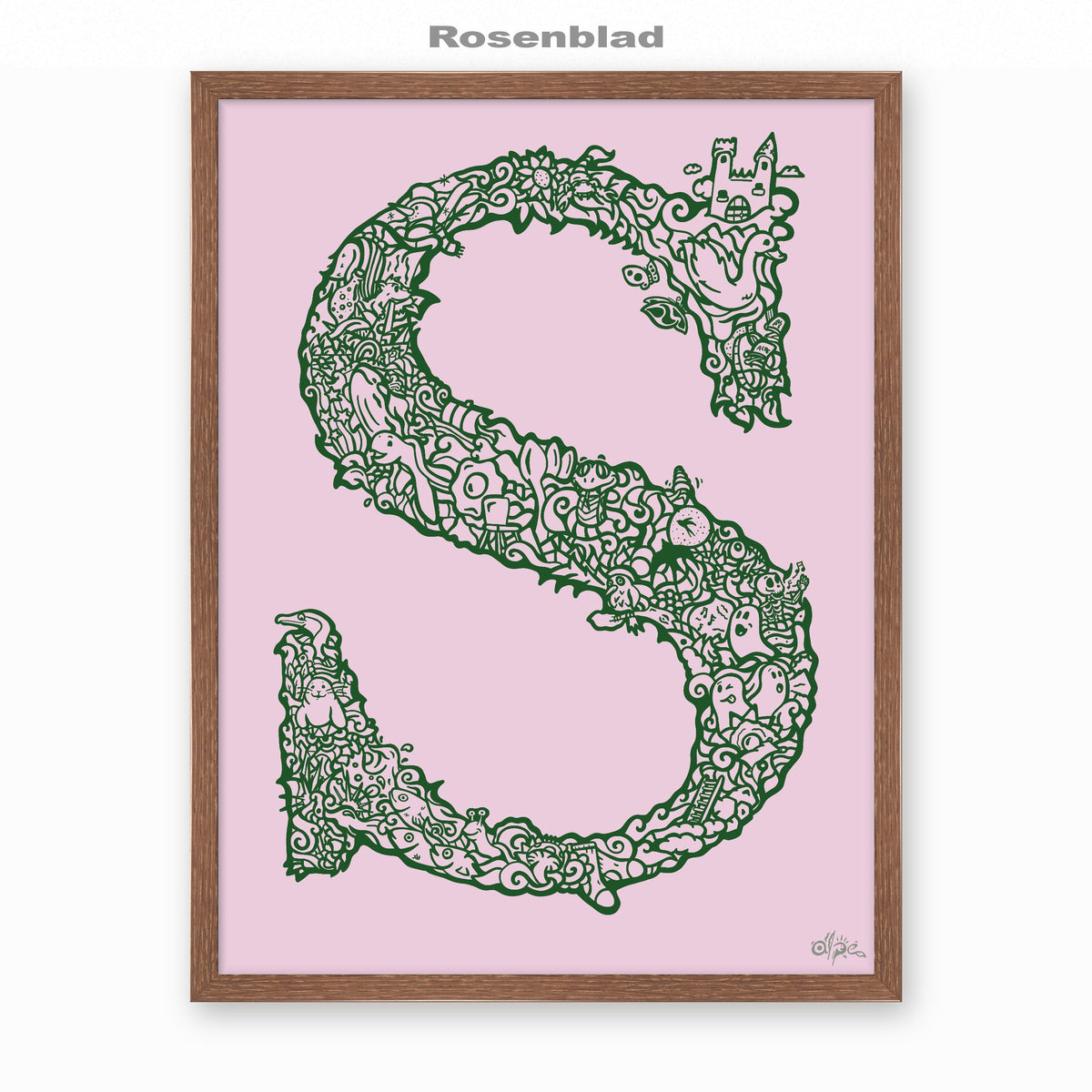 S, Danish Edition by Alpe, Rosenblad, in a Dark Oak frame