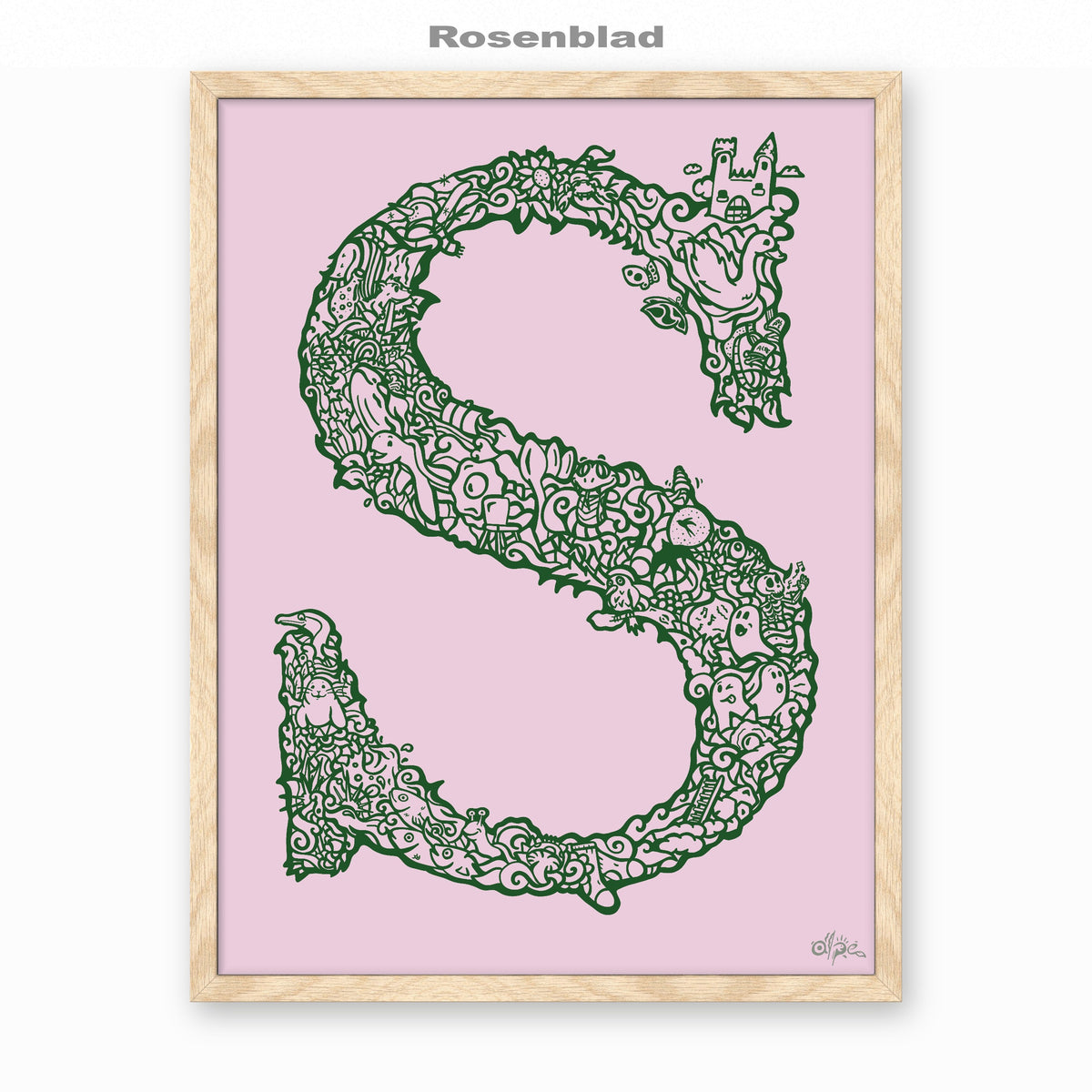 S, Danish Edition by Alpe, Rosenblad, in an Oak frame