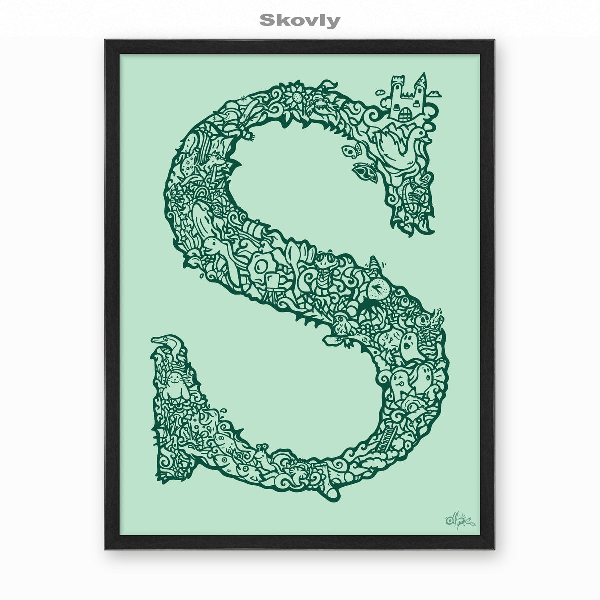 S, Danish Edition by Alpe, Skovly, in a Black frame