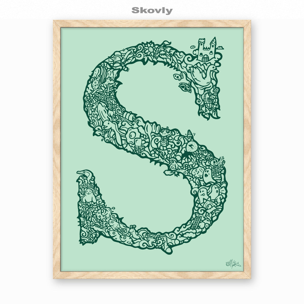 S, Danish Edition by Alpe, Skovly, in an Oak frame