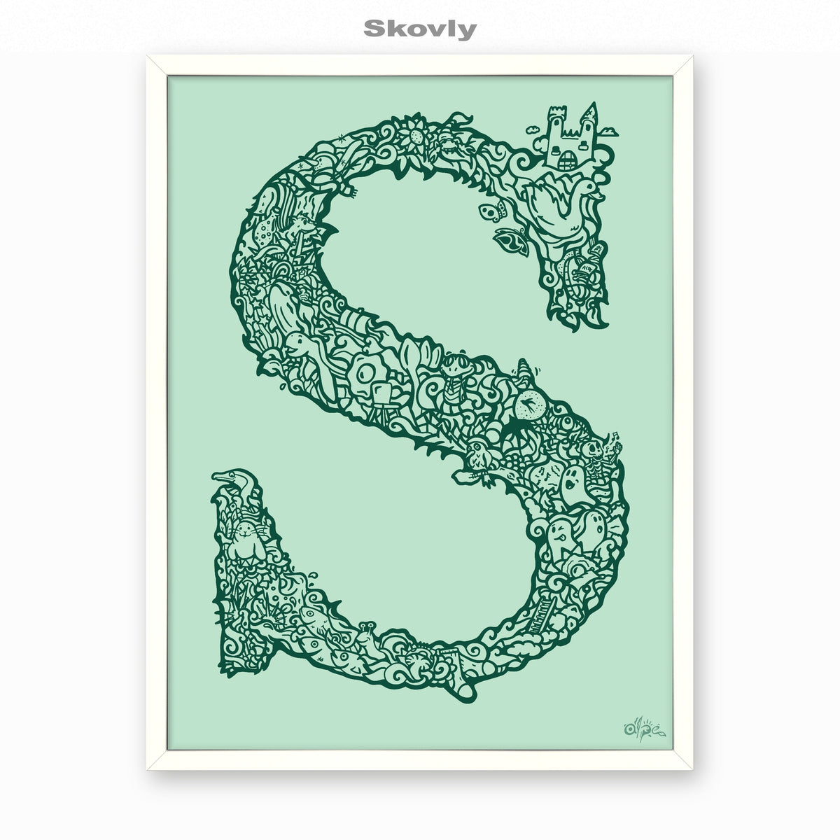 S, Danish Edition by Alpe, Skovly, in a White frame