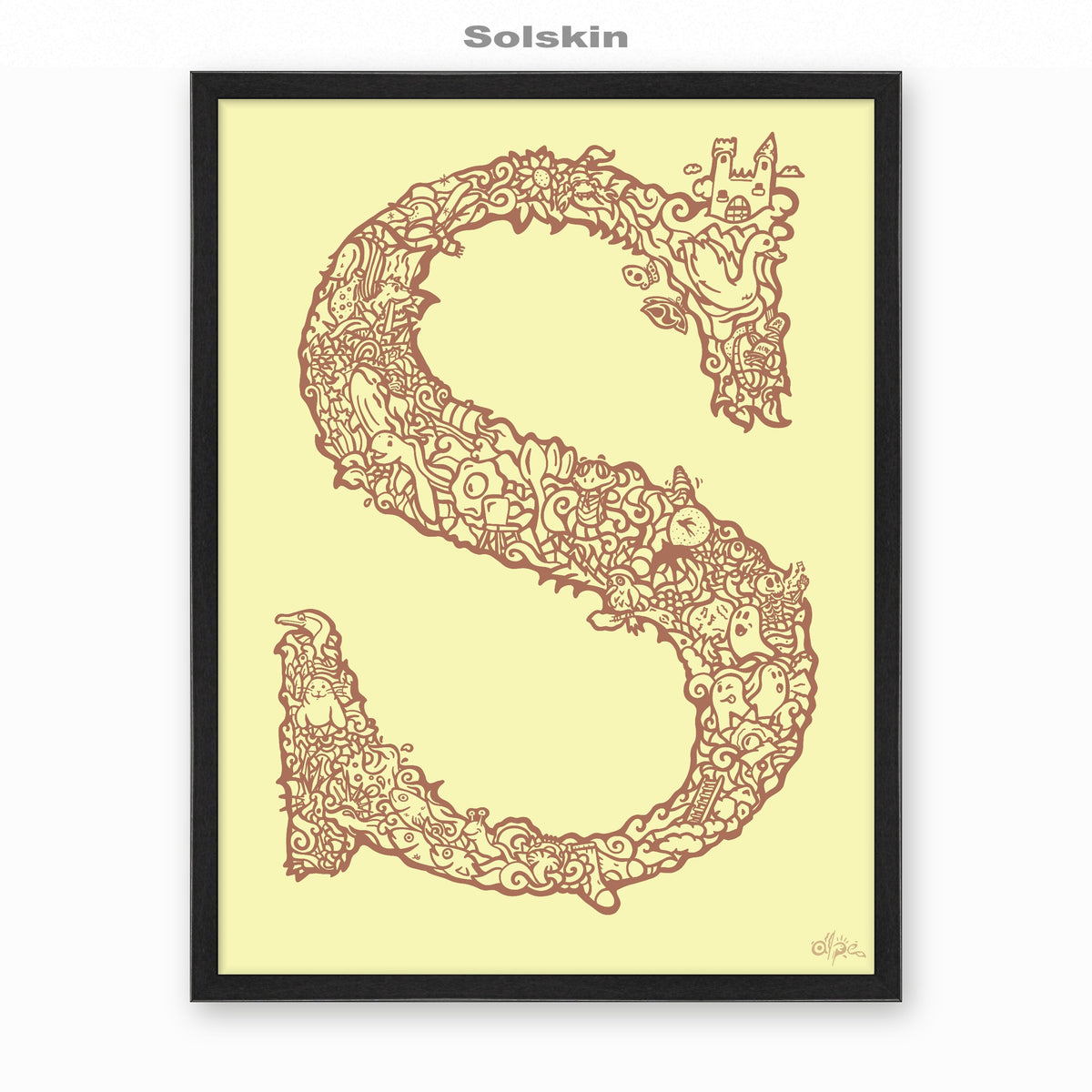 S, Danish Edition by Alpe, Solskin, in a Black frame
