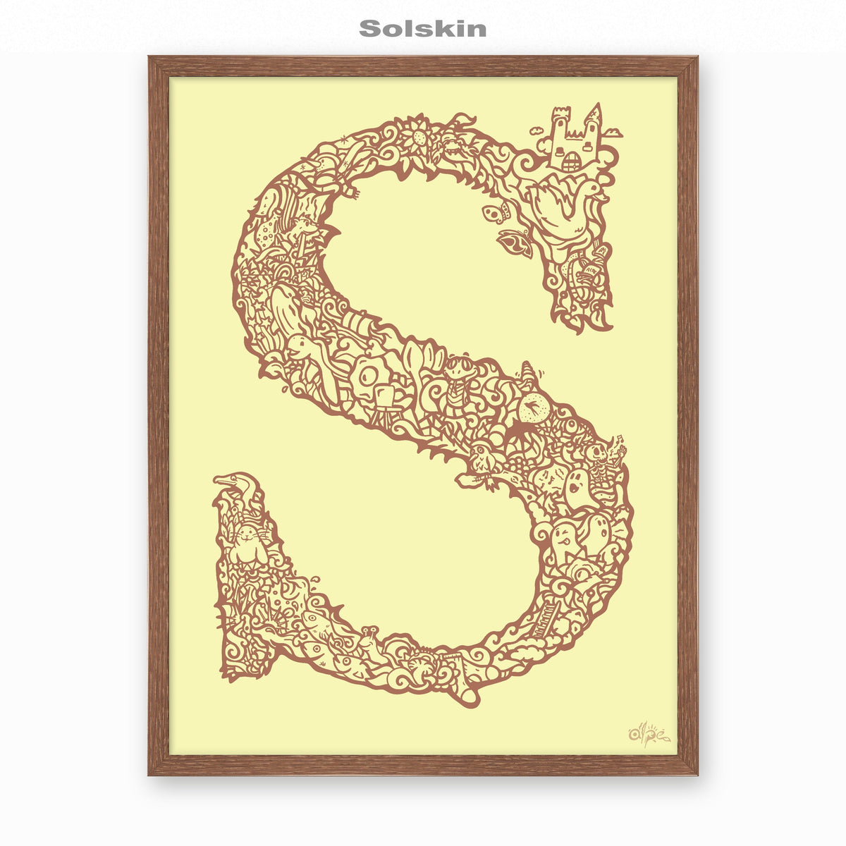 S, Danish Edition by Alpe, Solskin, in a Dark Oak frame