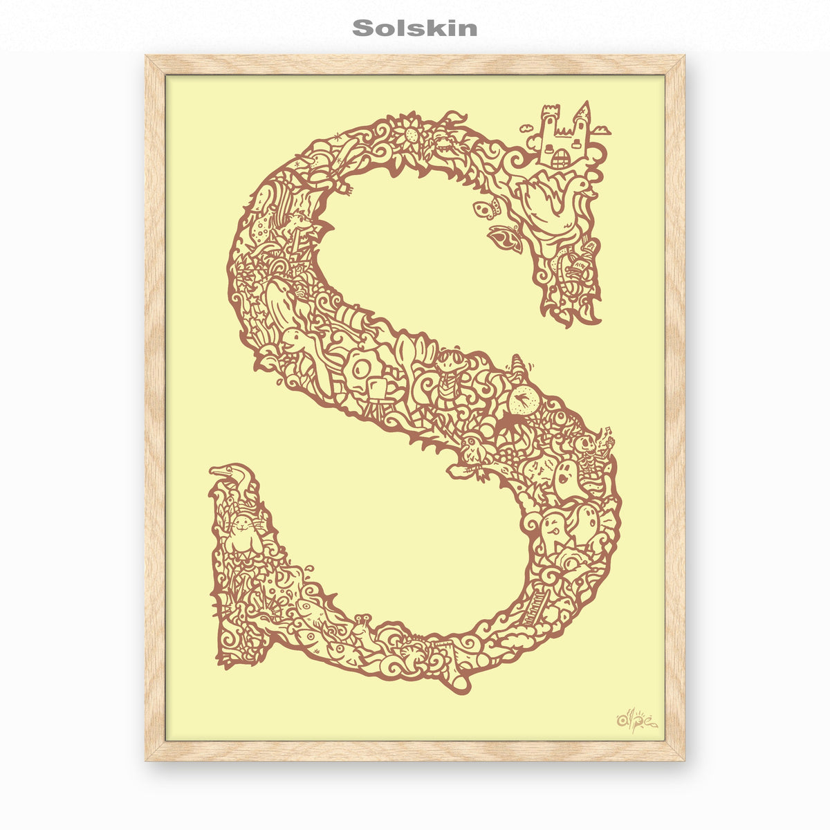 S, Danish Edition by Alpe, Solskin, in an Oak frame