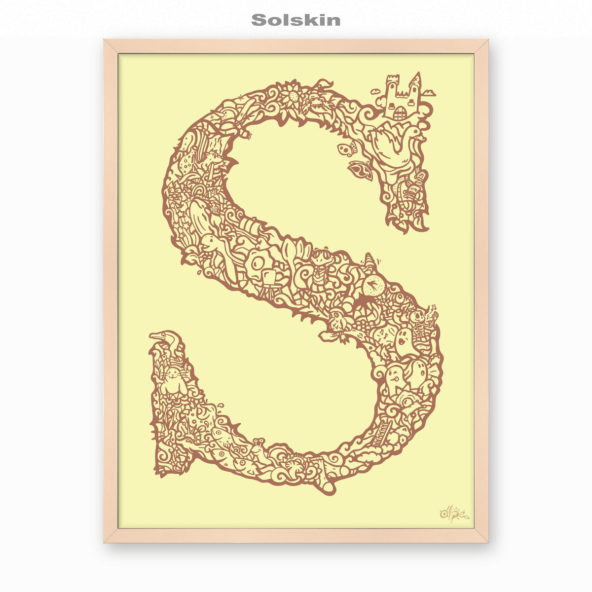 S, Danish Edition by Alpe, Solskin, in a Rose frame