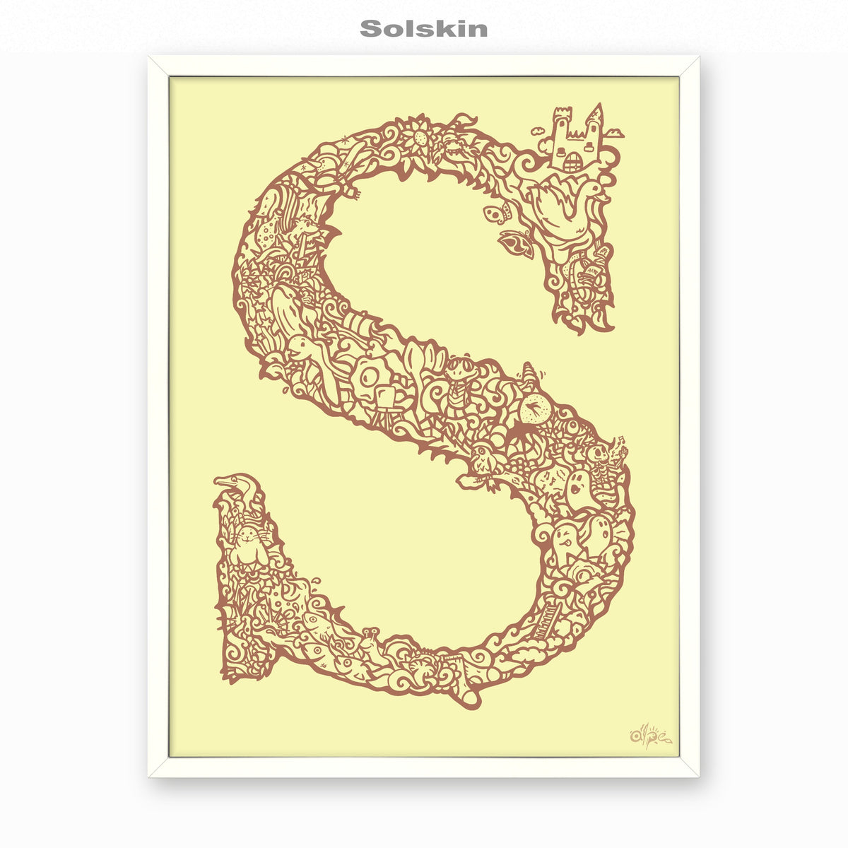 S, Danish Edition by Alpe, Solskin, in a White frame