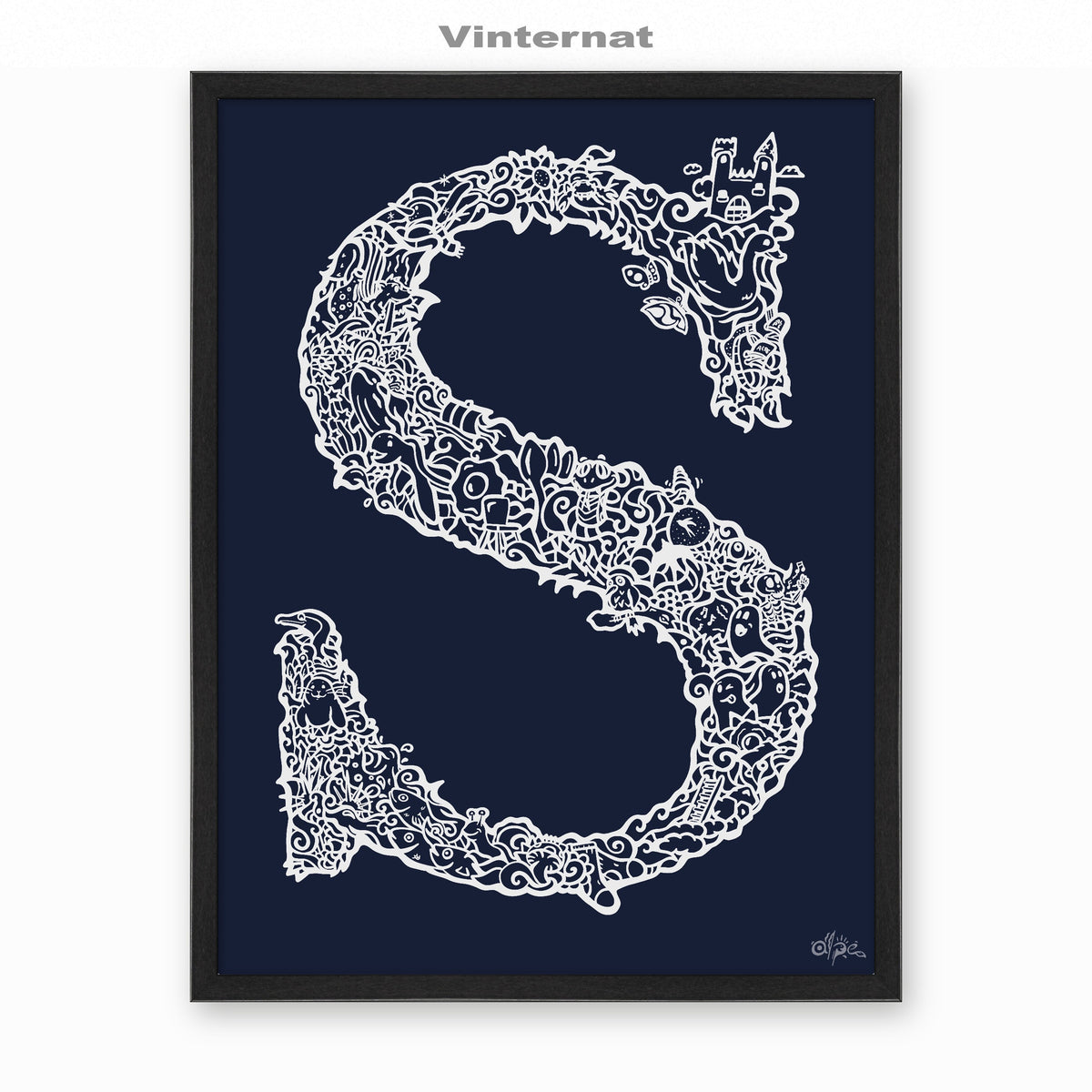 S, Danish Edition by Alpe, Vinternat, in a Black frame