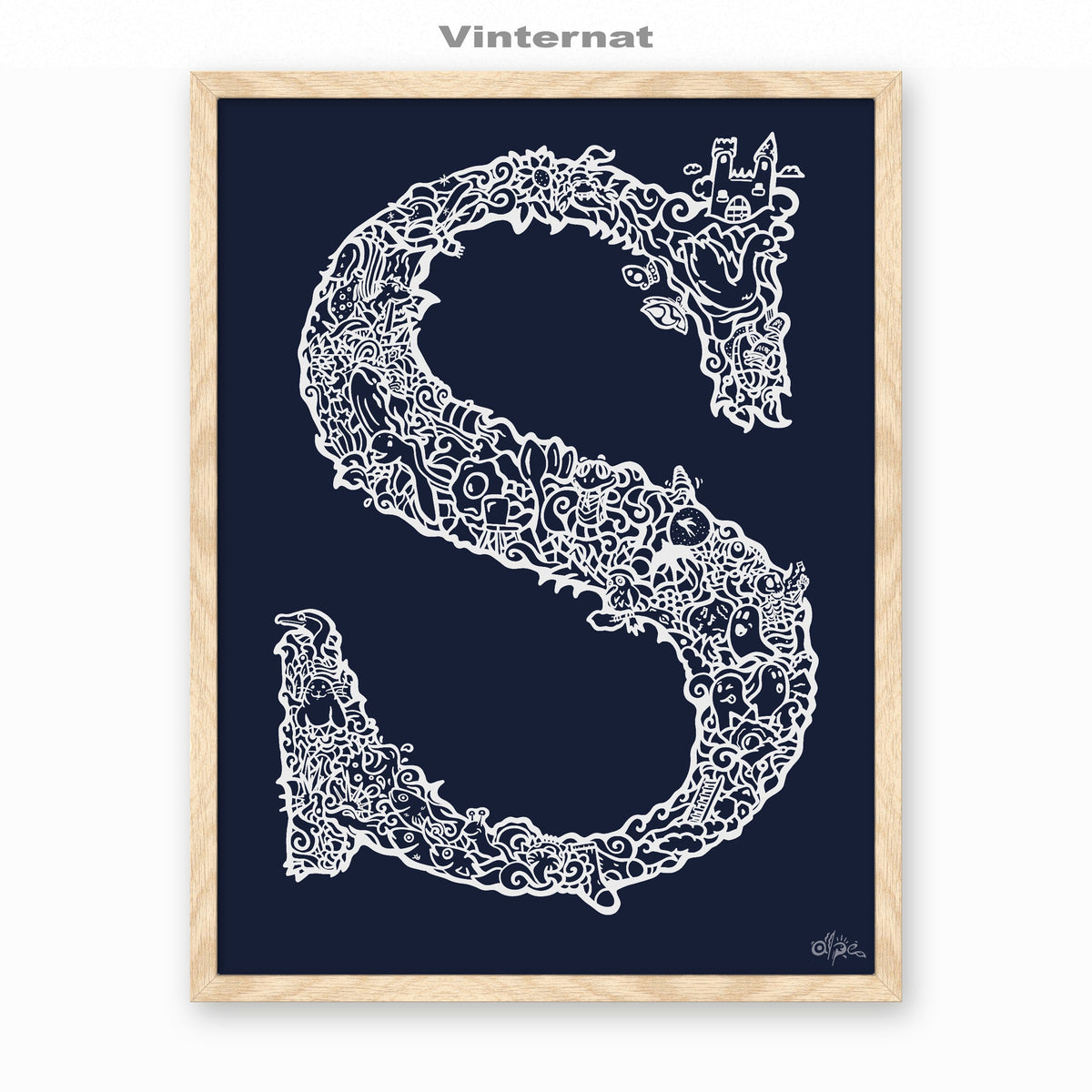 S, Danish Edition by Alpe, Vinternat, in an Oak frame