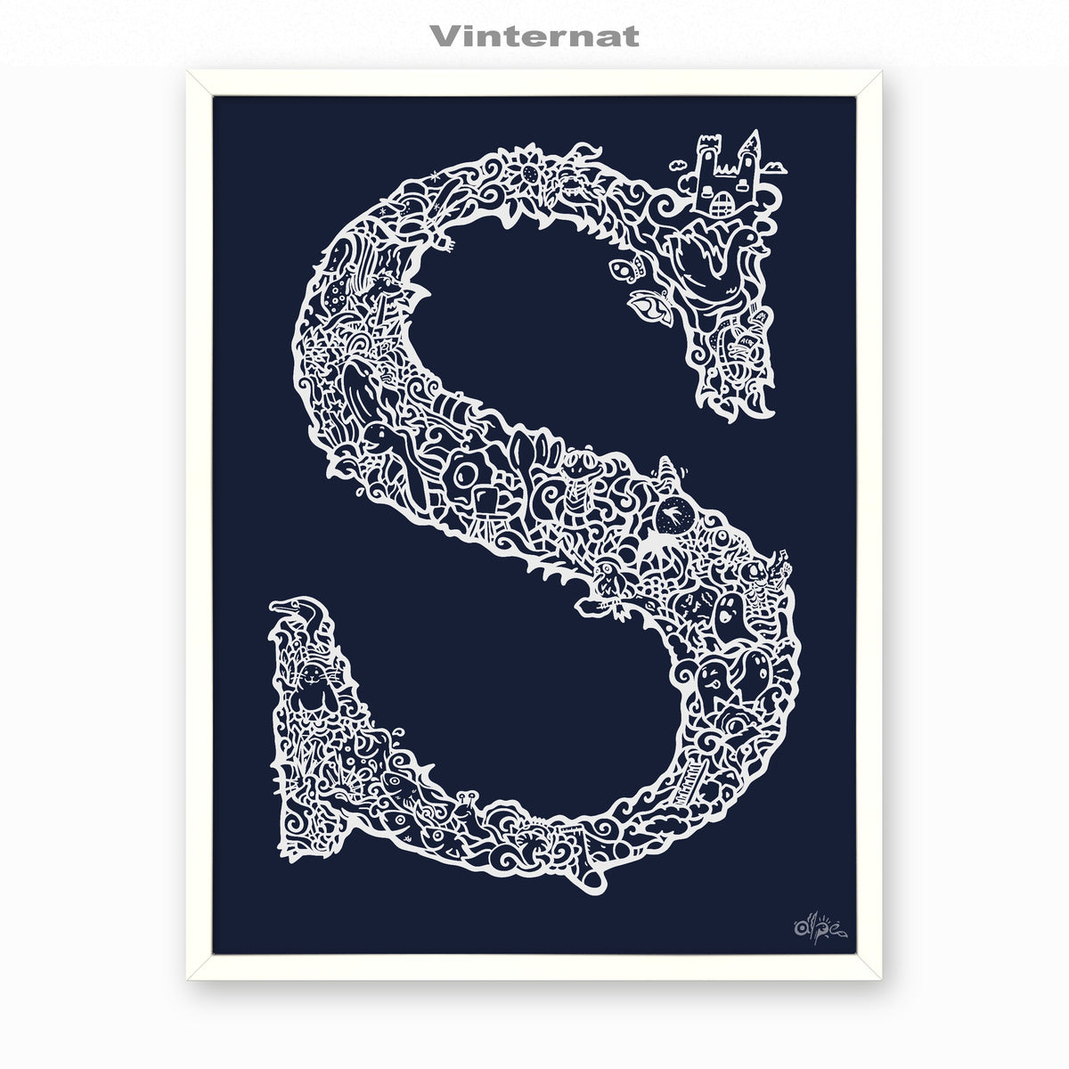 S, Danish Edition by Alpe, Vinternat, in a White frame