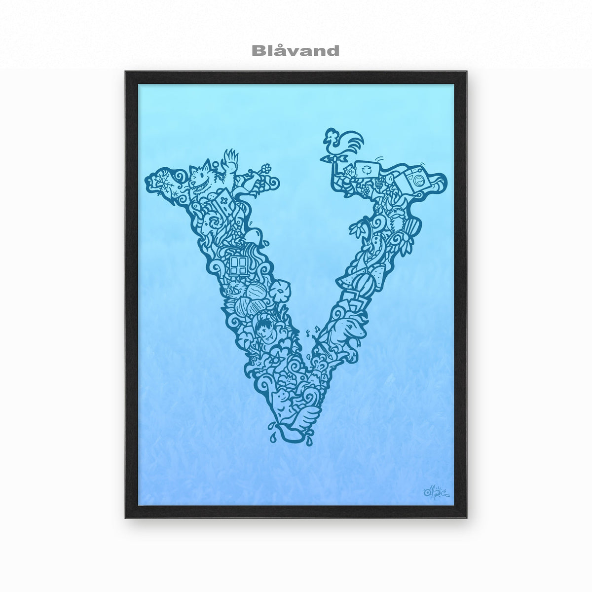 V, Danish Edition by Alpe, Blåvand, in a Black frame