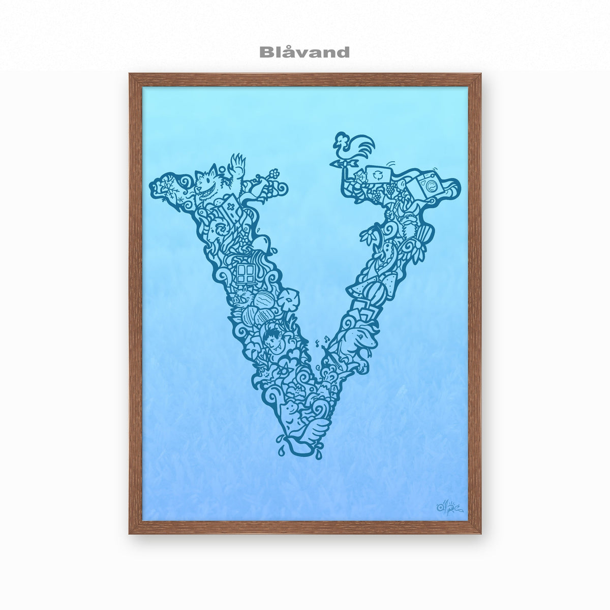 V, Danish Edition by Alpe, Blåvand, in a Dark Oak frame